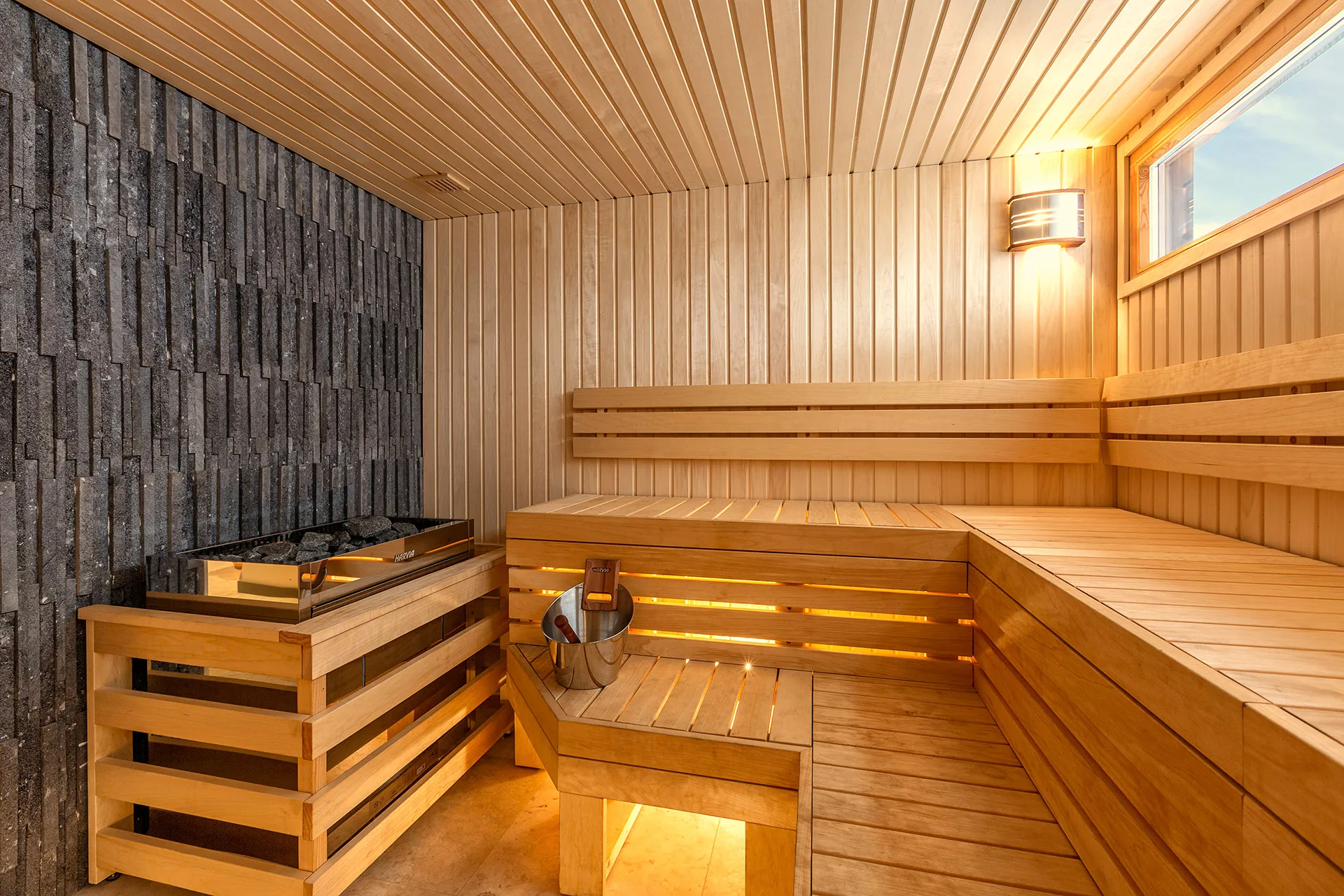 Blick in eine Sauna